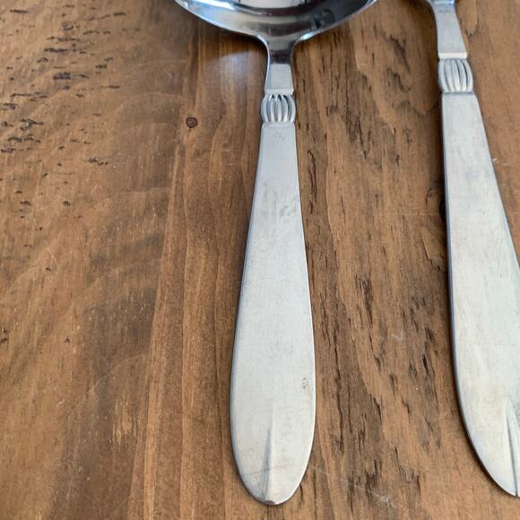 Sival Inger Stainless Flatware Denmark 3 Pc Glossy Ladle Fork Spoon Butter Knife - Picture 10 of 14